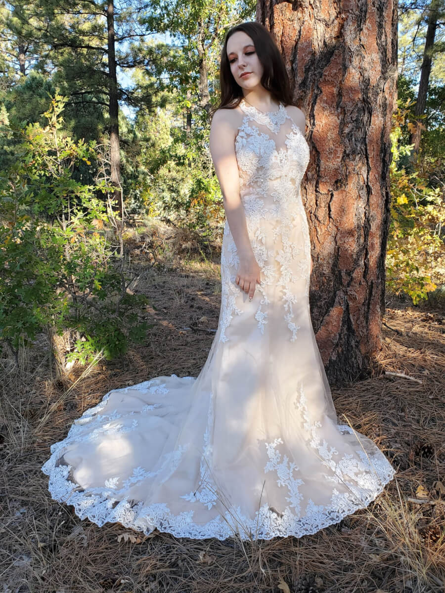 Beaded Lace Wedding Dress in Fit and Flare Shape with Sweetheart