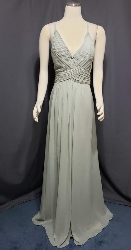 V-Neckline Sage Bridesmaid Dress