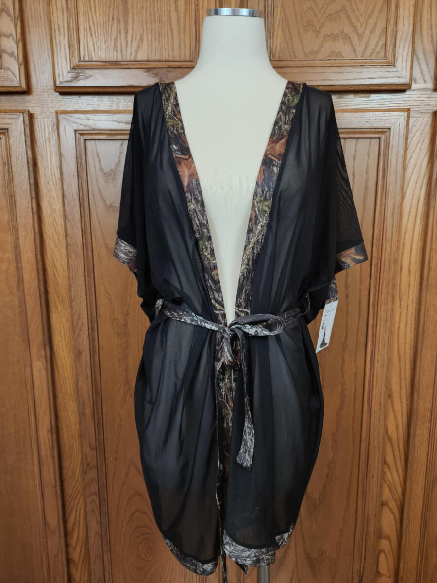 Sheer Robe/Lingerie in Mossy Oak Camo/Black Size XL - A Touch of Camo