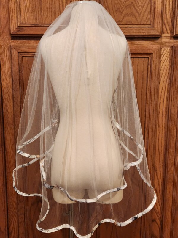 2 layer veil in true timber snowfall and shimmer white tulle