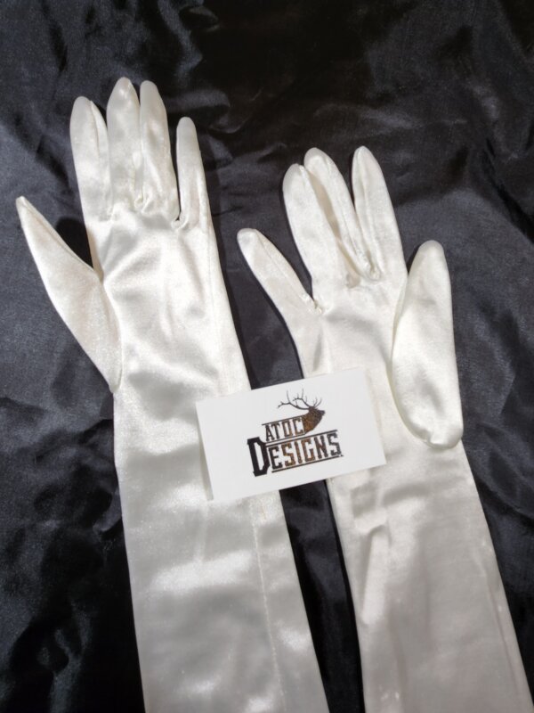 Long Ivory Satin Gloves