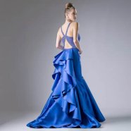 Blue prom dress with train